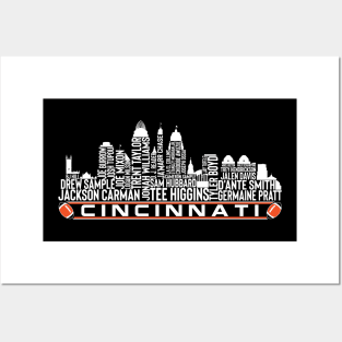 Cincinnati Football Team 23 Player Roster, Cincinnati City Skyline Posters and Art